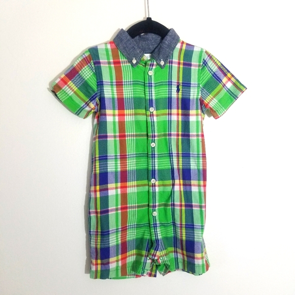 baby boy plaid romper